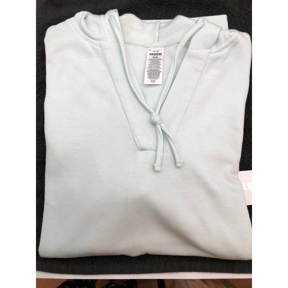 NWT RBX Active Womens Light Blue Fleece V-Neck Hoodie Sweatshirt Medium